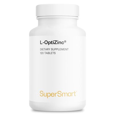SuperSmart - L-OptiZinc 30mg per Day (Patented Highly Bioavailable) - Zinc Methionine Supplement - Natural Sweet Taste Non-GMO Gluten Free - 120 Tablets