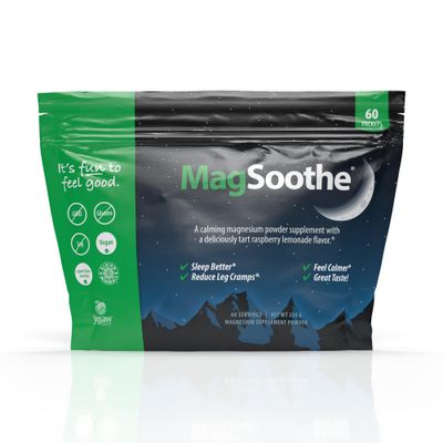 Jigsaw Health MagSoothe Fast-Acting, Calming Magnesium Glycinate Powder Supplement Raspberry Lemonade Flavor 60 Servings (Packets)