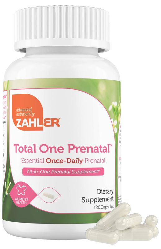 Zahler - Total One Prenatal Vitamins for Women (120 Count) Daily Multi Vitamin Prenatals with Folic Acid, Iron, Zinc 19 Other Essential Vitamins Minerals - Kosher Pre Natal Multivitamin Capsules