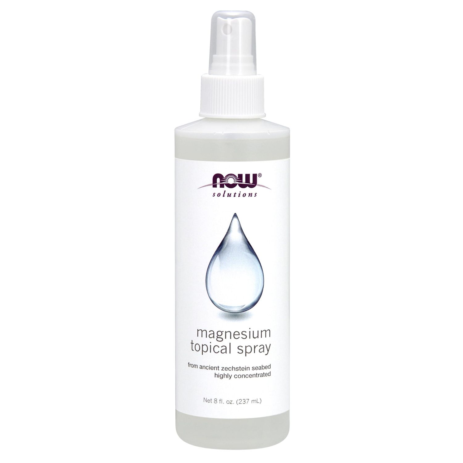 NOW Foods Solutions, Magnesium Topical Spray, from the Ancient Zechstein Seabed, Highly Concentrated, 8 Fl Oz (Pack of 1)