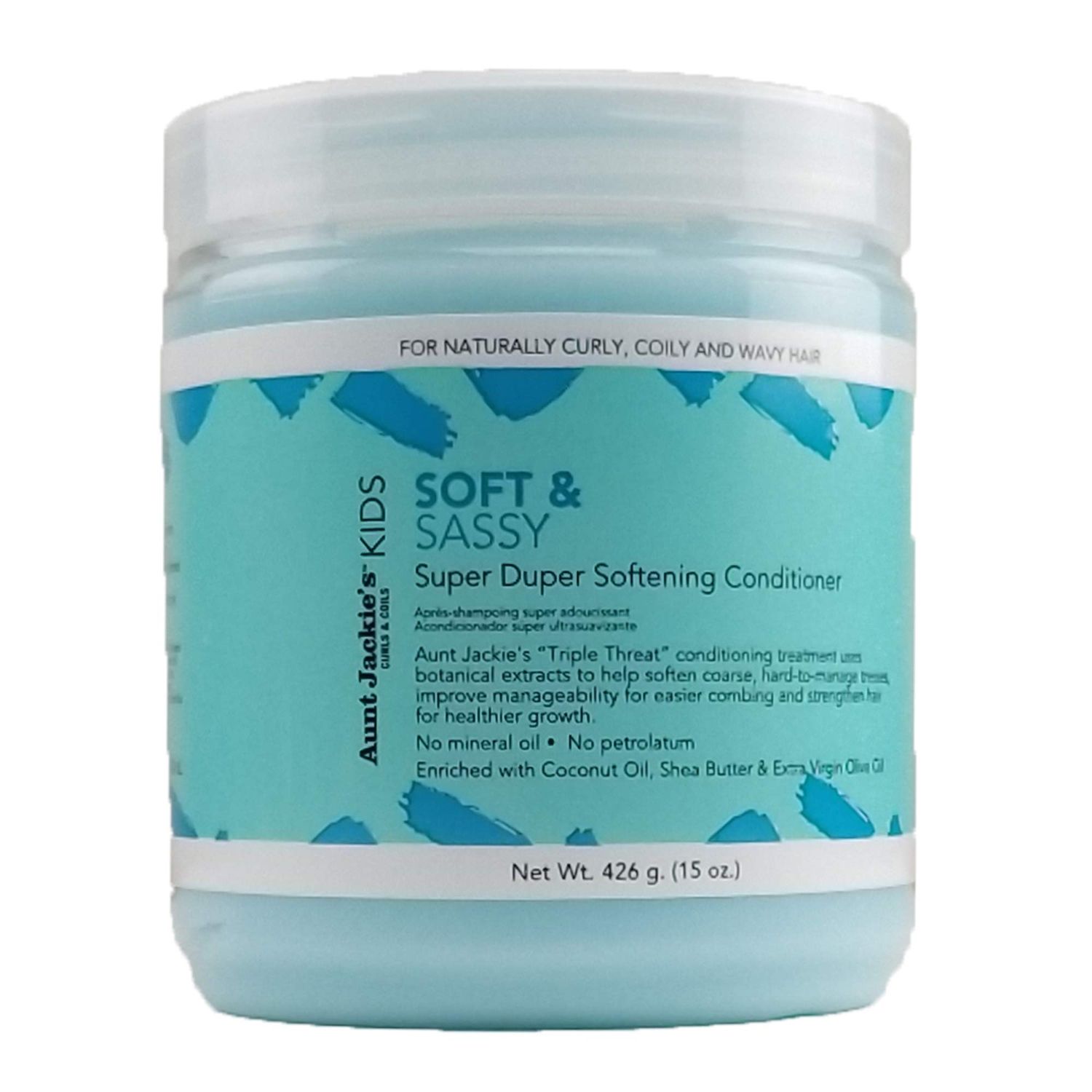 Aunt Jackie&#39;s Kids Soft and Sassy Super Duper Hair Softening Conditioner, Helps Strengthen Hair for Healthier Growth, 15 oz