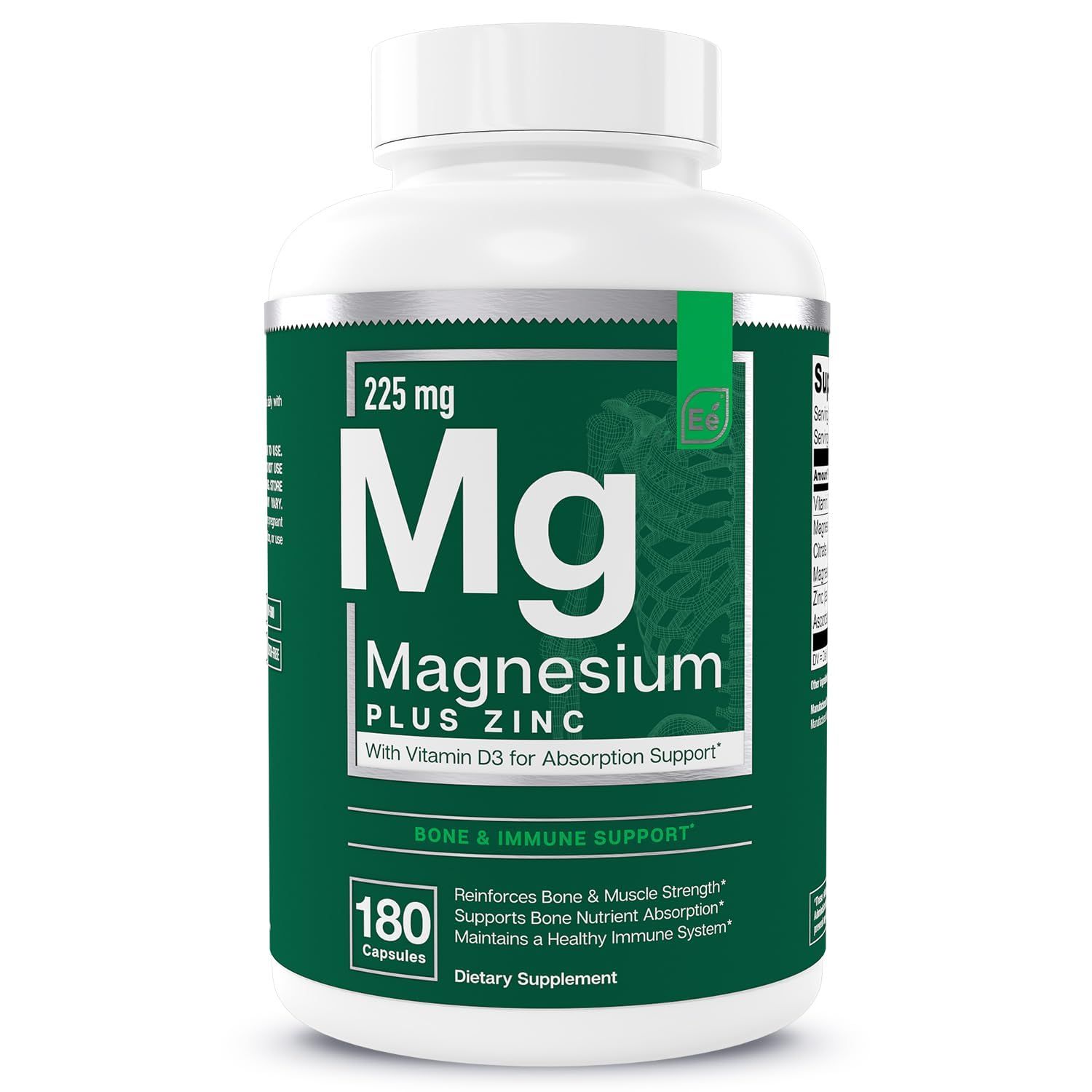 Essential Elements Magnesium Zinc with Vitamin D3 for Sleep Immune Bone Support - Magnesium Glycinate, Malate, Citrate 200mg - Triple Magnesium Supplement for Women and Men - 3 Month Supply