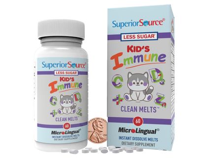 Superior Source Kid's Immune Clean Melts - Immunity Support Supplement - Contains Vitamin C, Vitamin D3, Zinc Elderberry Extract - Non-GMO Gluten-Free - 60 MicroLingual Dissolvable Tablets