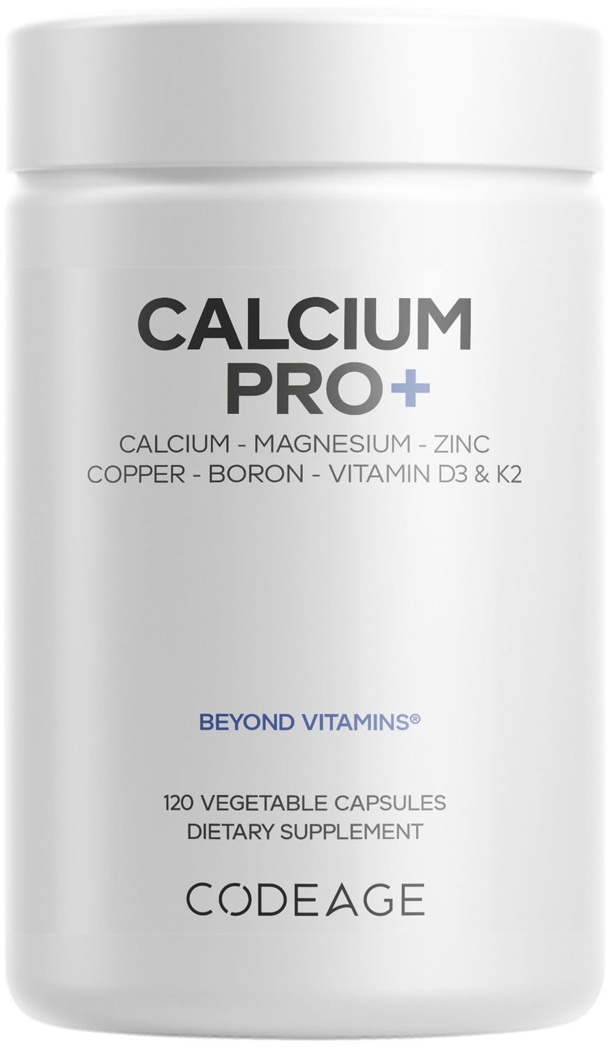 Codeage Calcium 250mg Supplement, Vitamin D3, Magnesium, Zinc, Copper, Boron, Vitamin K2-2-Month Supply - Elemental Calcium Pills High Calcium Vitamins, Non-GMO - 120 Capsules