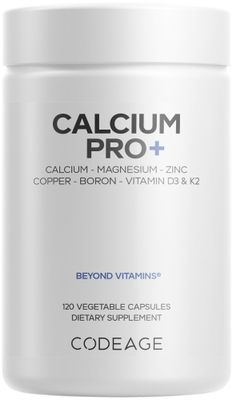 Codeage Calcium 250mg Supplement, Vitamin D3, Magnesium, Zinc, Copper, Boron, Vitamin K2-2-Month Supply - Elemental Calcium Pills High Calcium Vitamins, Non-GMO - 120 Capsules