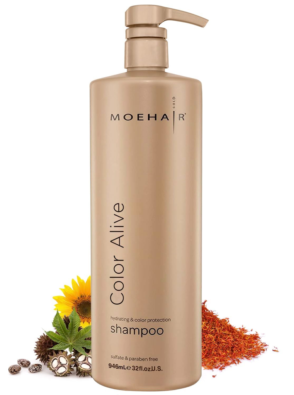 MOEHAIR Color Alive Shampoo Moisturizing Hydrating For Color-Treated Hair Paraben Sulfate Free Rich in Safflower Castor Oil Controls Frizz (32 Fl. Oz)