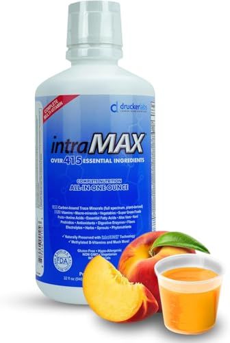 DRUCKER Labs - IntraMAX 2.0 Organic Liquid Multivitamin, Non GMO, Dairy Free, Gluten Free, Magnesium, Vitamin D, C and E, Zinc (32 oz., Peach Mango)