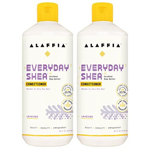 Alaffia EveryDay Shea Conditioner, Moisturizes, Restores and Protects, Made with Fair Trade Shea Butter, Cruelty Free, No Parabens, Vegan, Lavender, 2 Pack, 16 Fl Oz Ea