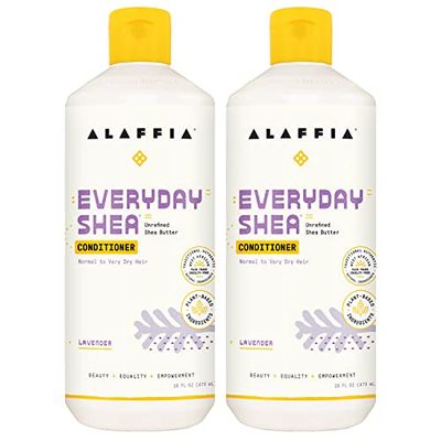 Alaffia EveryDay Shea Conditioner, Moisturizes, Restores and Protects, Made with Fair Trade Shea Butter, Cruelty Free, No Parabens, Vegan, Lavender, 2 Pack, 16 Fl Oz Ea