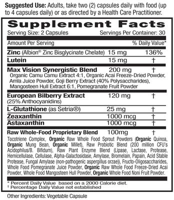 EMERALD LABS Vision Health - Premium Eye Health Supplement with Lutein, Zeaxanthin Albion Chelated Zinc - Vegan Gluten-Free - 60 Vegetable Capsules (30-Day Supply)
