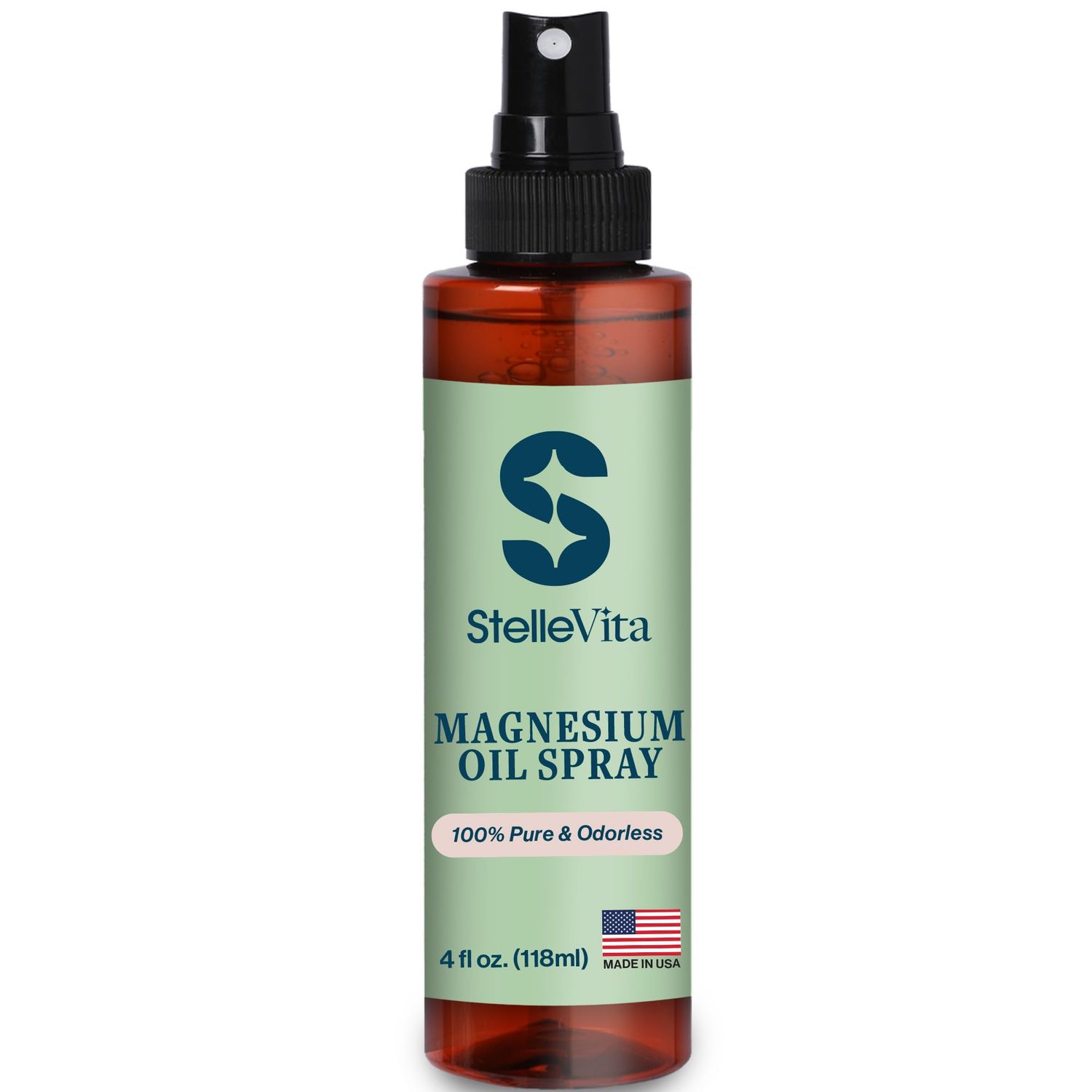 StelleVita Pure Magnesium Oil Spray 4oz - Extra Strength Topical Magnesium Spray for Feet, Body Skin Care - Sleep and Relaxation 100 Natural Made in USA