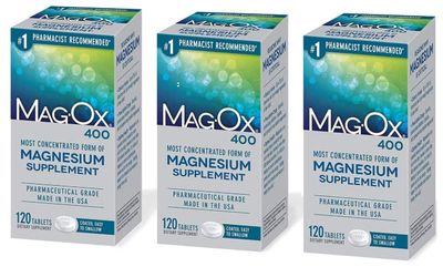 Mag-Ox 402 Mag-Ox 400 Magnesium Mineral Dietary Supplement Tablets, 483 mg Magnesium Oxide-3 Count, 3-Pack, 3.0 Count