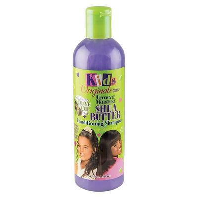 Kids Originals by Africa&#39;s Best Ultimate Moisture Shea Butter Shampoo, Healthy Boost of Moisturizers That Soften, Condition and Detangle Hair, Removes Build up, 12oz