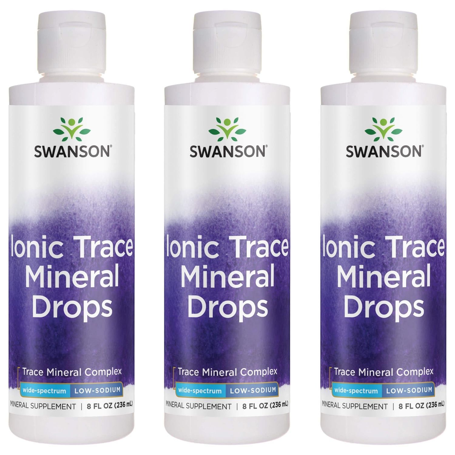 Swanson Concentrace Trace Mineral Drops 8oz-Complete Mineral Complex for Energy, Hydration, Electrolyte Balance Over 72 High Absorption Ionic Minerals Such As Magnesium, Potassium, Calcium (3 Pack)