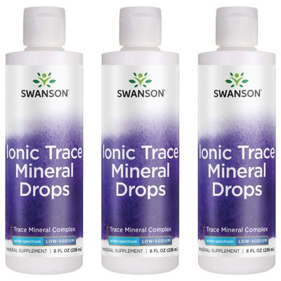 Swanson Concentrace Trace Mineral Drops 8oz-Complete Mineral Complex for Energy, Hydration, Electrolyte Balance Over 72 High Absorption Ionic Minerals Such As Magnesium, Potassium, Calcium (3 Pack)