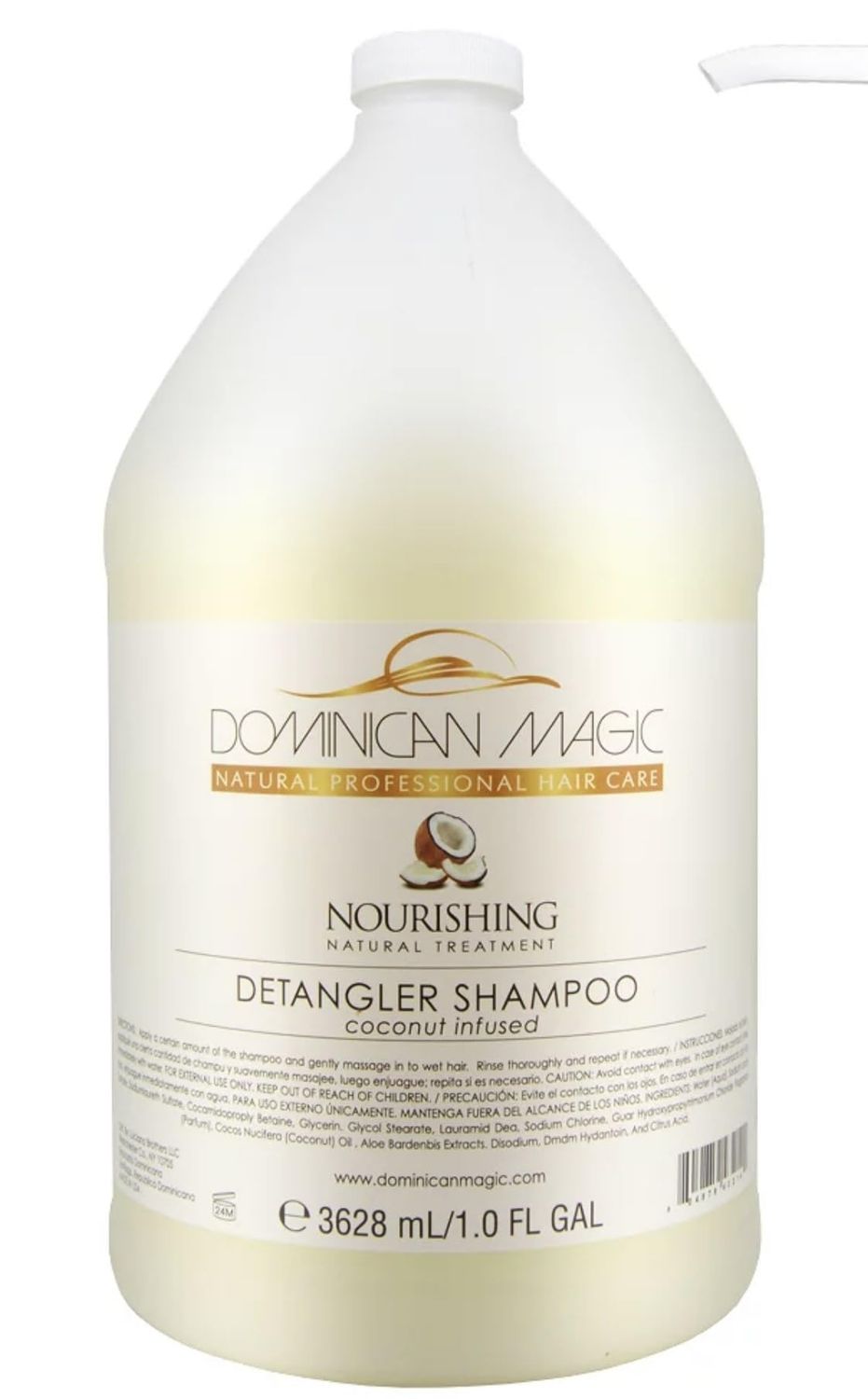 DOMINICAN MAGIC Detangler Shampoo - Coconut Infused (1 Gallon) Hydrating Smoothing Shampoo for Dry, Frizzy Curly Hair Deep Nourishment Tangle-Free Finish