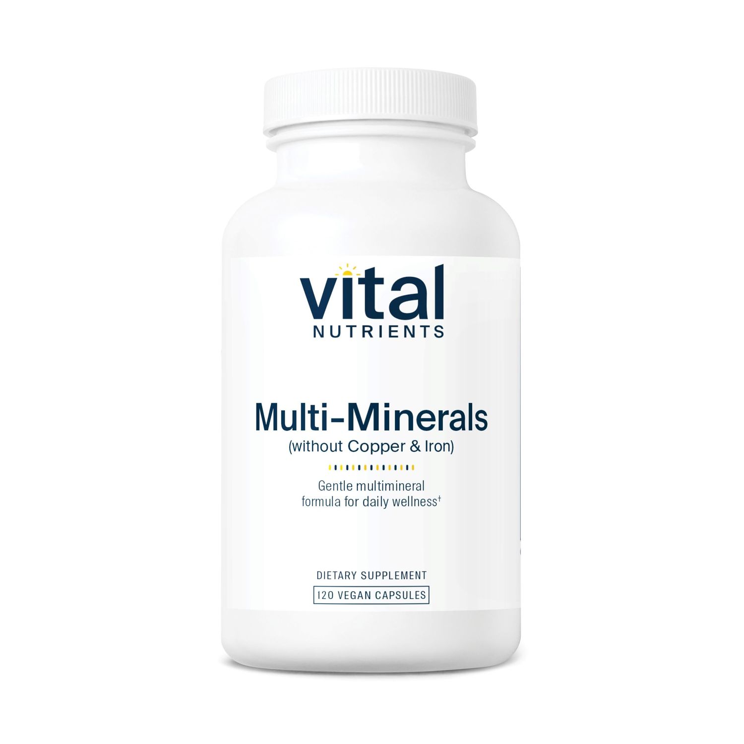 Vital Nutrients Multi-Minerals CitrateMalate Formula (No Copper or Iron) Vegan Daily Multimineral Gluten, Dairy, Soy Free Non-GMO 120 Capsules