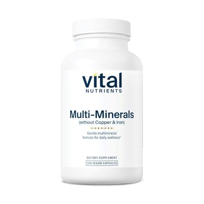 Vital Nutrients Multi-Minerals CitrateMalate Formula (No Copper or Iron) Vegan Daily Multimineral Gluten, Dairy, Soy Free Non-GMO 120 Capsules