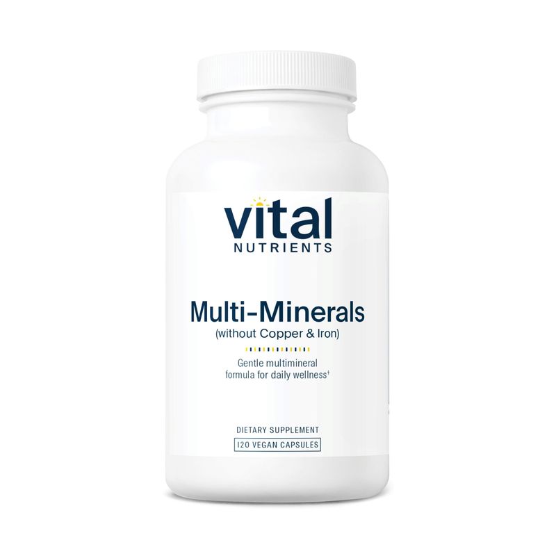 Vital Nutrients Multi-Minerals CitrateMalate Formula (No Copper or Iron) Vegan Daily Multimineral Gluten, Dairy, Soy Free Non-GMO 120 Capsules
