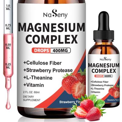 Liquid Magnesium Glycinate 400mg, Kids Magnesium Complex Drops with Vitamin B C D for Bone Health,Relaxation and Sleep Non GMO Gluten Free (2 Fl Oz1PCS)