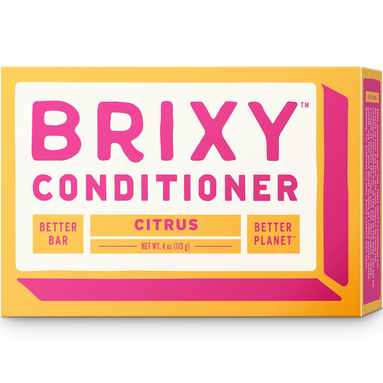 BRIXY Conditioner Bar for Hydration Softness, All Hair Types, pH Balanced Safe for Color Treated Hair, Vegan Plastic-Free (1 Count, 4 oz) - Citrus