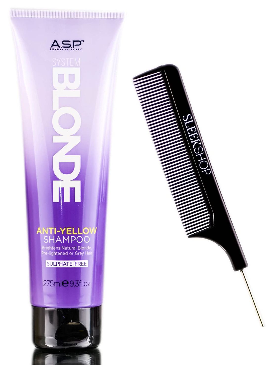 Affinage ASP Mode Affinage ASP System BLONDE - ANTI-YELLOW Shampoo, Sulfate-Free (wSleek Comb) Neutralize Unwanted Yellow, Brighten Blonde, Grey or White Hair (ANTI-YELLOW, 9.3 oz (PACK OF 1))