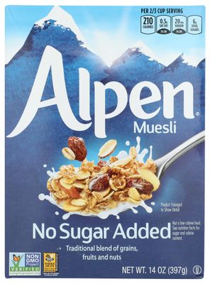 Alpen No Sugar Added Cereal, 14 Ounce, Pack of 12