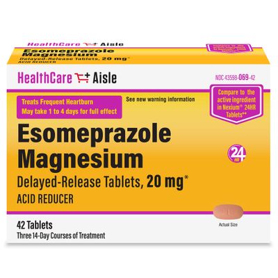 HealthCareAisle Esomeprazole Magnesium Delayed-Release Tablets, 20mg - 42 Count - Acid Reducer, Provides Heartburn Relief