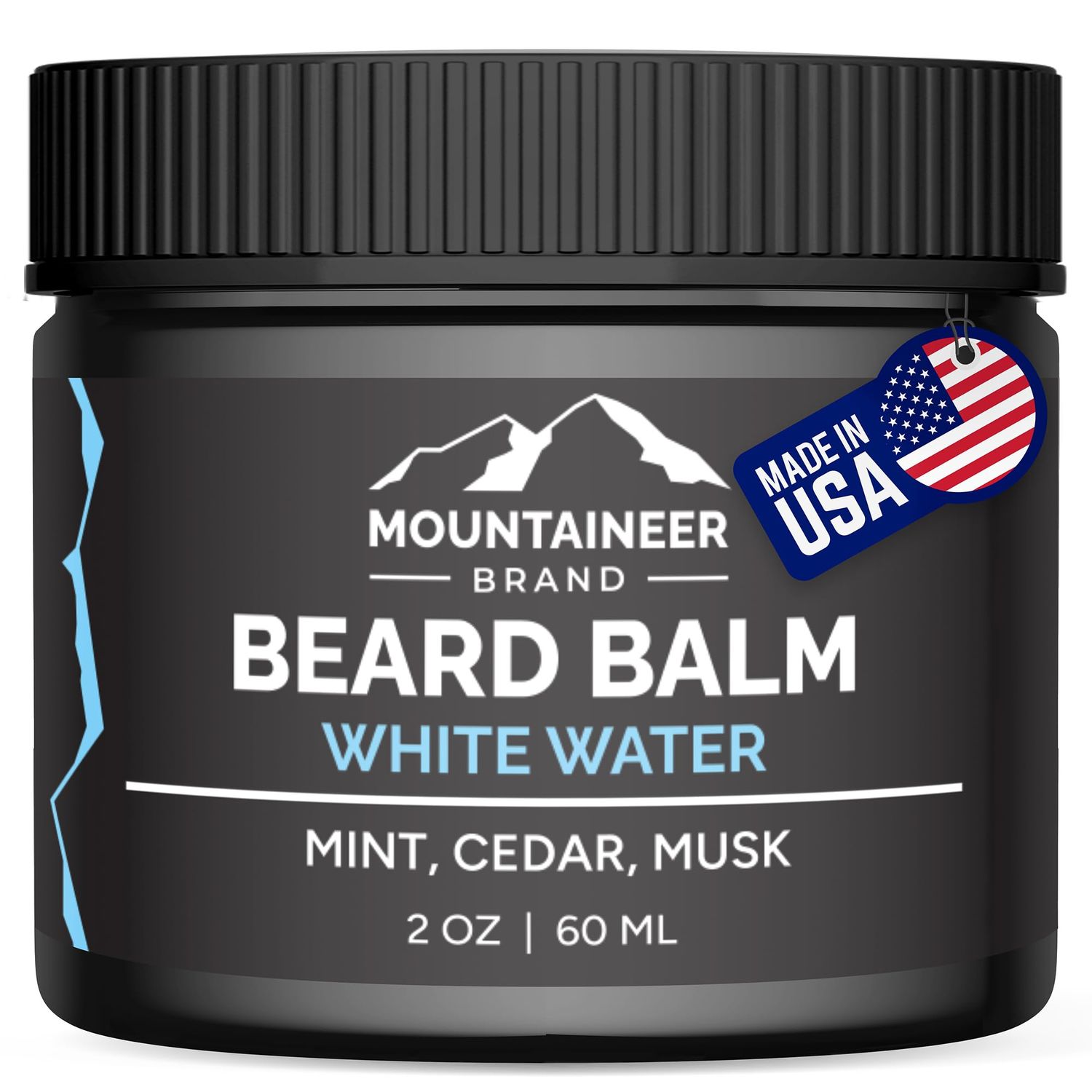 Mountaineer Brand Natural Beard Balm with White Water Scent Scents Inspired by Nature Beard Butter for Men Leave in Condidtioner Hydrates, Softens and Tames Made in West Virginia 2oz