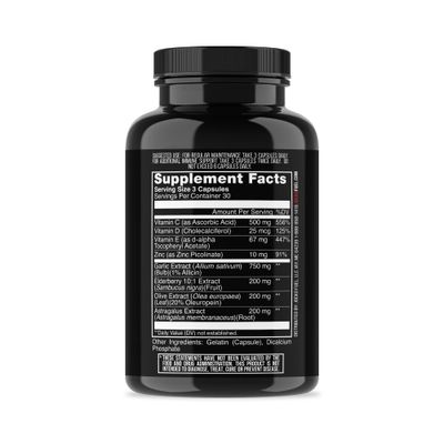Jocko Fuel Immune Support Supplement - Elderberry with Zinc Vitamin C for Adults - Immune Defense with Vitamin C, D3, Superfoods, Herbs, Minerals (90 Capsules)