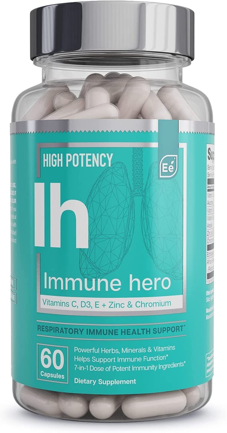 Essential Elements Immune Support Supplement - with Vitamin C, Zinc, L-Cysteine, Chromium and More Multi-System Immunity Booster Immune Hero 60 Veggie Capsules