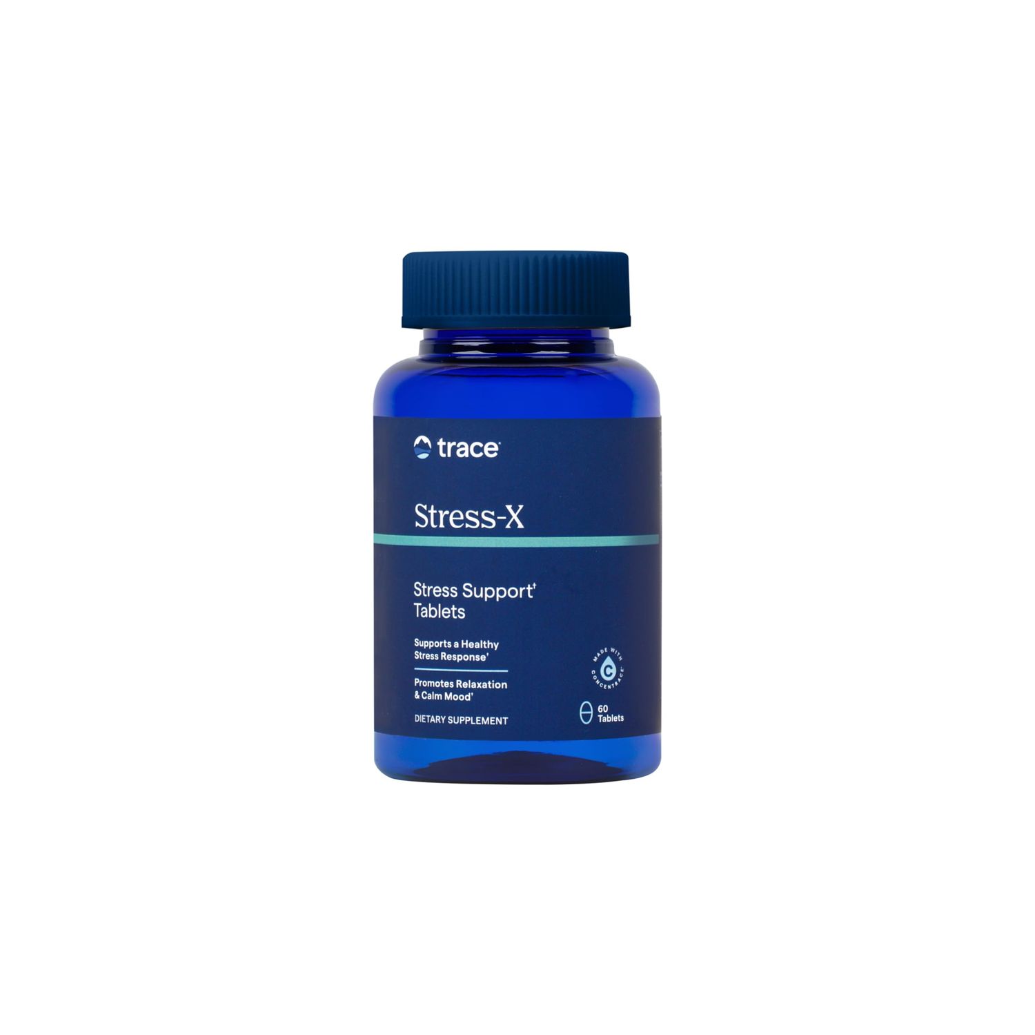 Trace Minerals Stress-X - Dietary Supplement with Dietary Fiber Trace Minerals - Magnesium Supplement for Sleep Health Support - Formula with Vitamins A, B12, D More - 60 Tablets (30 Servings)