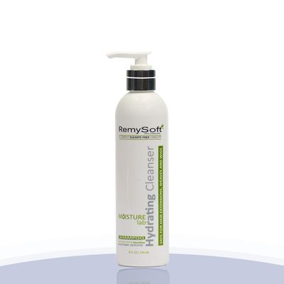 RemySoft Moisturelab Hydrating Cleanser - Safe for Hair Extensions, Weaves and Wigs - Salon Formula Shampoo 8oz - Gentle Sulfate-free Lather