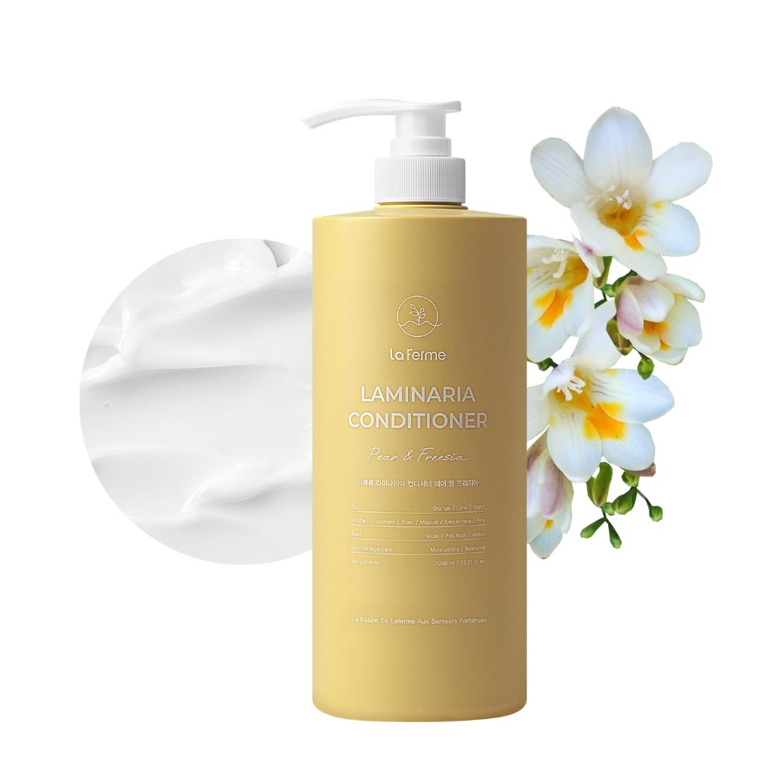 laferme Laminaria Conditioner with Organic ingredient, Damaged Hair Care Korean Conditioner, Hydrating Smoothing, Anti-Frizz, Sulfate Paraben Free, for Women Men, 33.81 Fl Oz, Pear Freesia