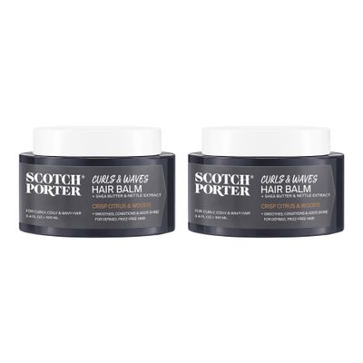 Scotch Porter Curls Waves Hair Balm for Men Instantly Controls, Moisturizes, Defines Adds Shine Non-Toxic Ingredients, Free of Parabens, Sulfates Silicones Vegan 3.4oz - 2 Pack