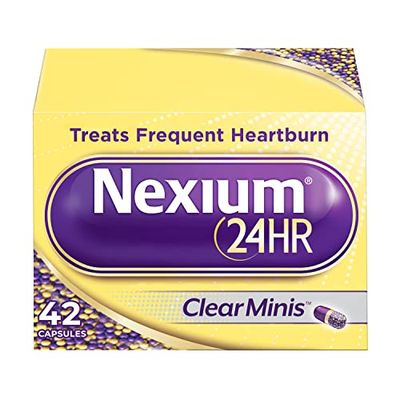 Nexium 24HR ClearMinis Acid Reducer Heartburn Relief Delayed Release Capsules for All-Day and All-Night Protection from Frequent Heartburn, Heartburn Medicine with Esomeprazole Magnesium - 42 Count