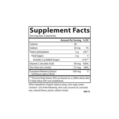 Carlson - Black Elderberry Gummies, with Vitamin C Zinc, Immune Support, 60 Gummies