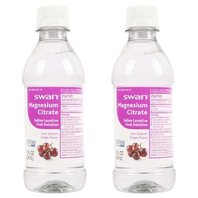 Swan Magnesium Citrate Oral Laxitive Solution for Occasional Constipation Grape Flavor (2-10oz Bottles)
