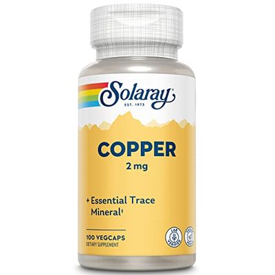 Solaray Copper 2 mg Healthy Red Blood Cell Formation, Immune and Nerve Function Support Non-GMO 100ct
