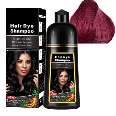 WFWJ Natural Wine Red Hair Dye Shampoo,Magic Hair Dye Shampoo,Colors Hair in 15 Minutes,Long Lasting,500 Ml-3-In-1 Hair Color