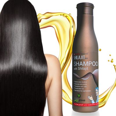 Shampoo with Shilajit for Hair Growth Restoration, 8.45oz (250ml) Strengthens Roots, Prevents Hair Loss, Normalizes Pigmentation With Wheat Germ, Chamomile Ginseng Extracts For Men Women