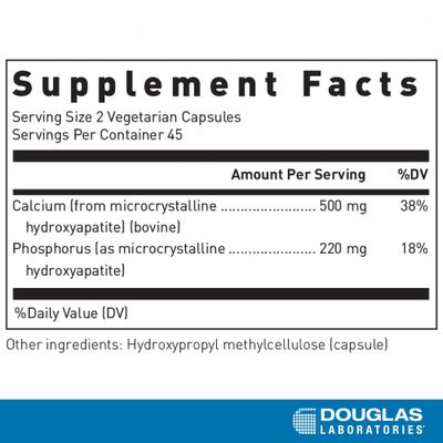 Douglas Laboratories Calcium Microcrystalline Hydroxyapatite - Teeth Bone Health Support - with Calcium Phosphorus Micronutrients - Dietary Supplements - 90 Tablets