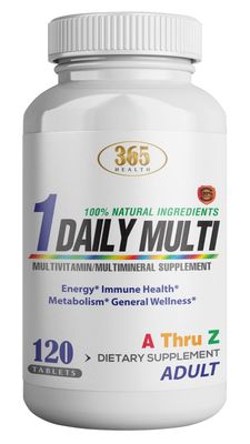 Multivitamin, Multimineral Supplement wAntioxidants, Zinc, Vitamin D3 B Vitamins, Gluten Free, Non-GMO Ingredients - (120 Count) 365 Health