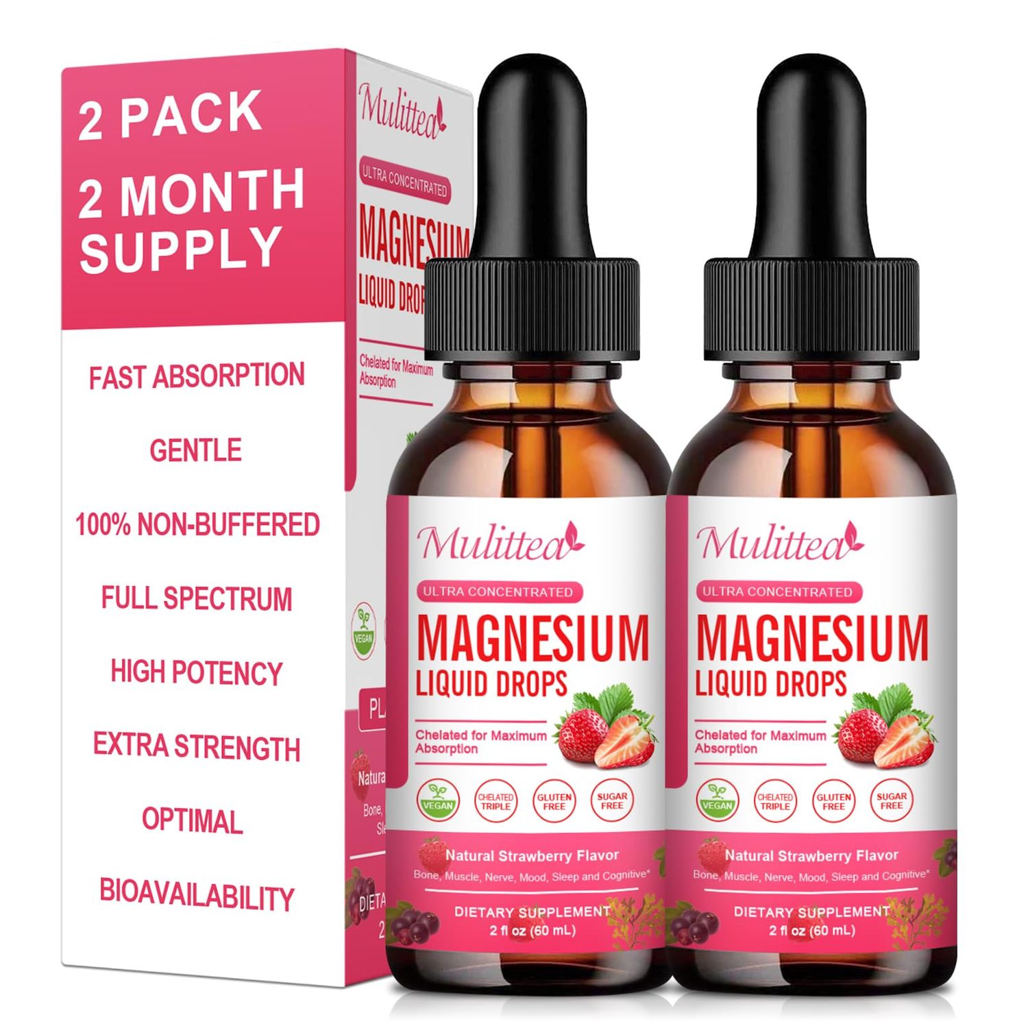 Magnesium Glycinate Liquid, High Potency Magnesium Glycinate, Citrate, Sugar Free Vegan Non-GMO Complex Supplement Promotes Nerv,Relaxation,Muscle,Sleep Support
