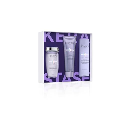 K rastase Blond Absolu Hydrating Shampoo, Strengthening Conditioner Heat-Protecting Leave-In Treatment Set For Bleached, Highlighted and Damaged Hair - Nourishes and Illuminates With Hyaluronic Acid