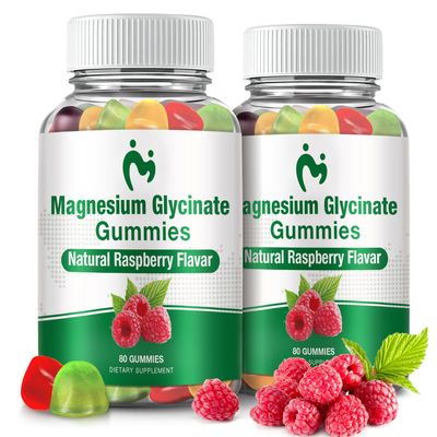 Magnesium Glycinate Gummies for Adults Kids, 2 Packs Chewable Calm Magnesium Gummies for Sleep, Magnesium Glycinate 400mg, Stress Muscle Relief, Magnesium Potassium Supplement