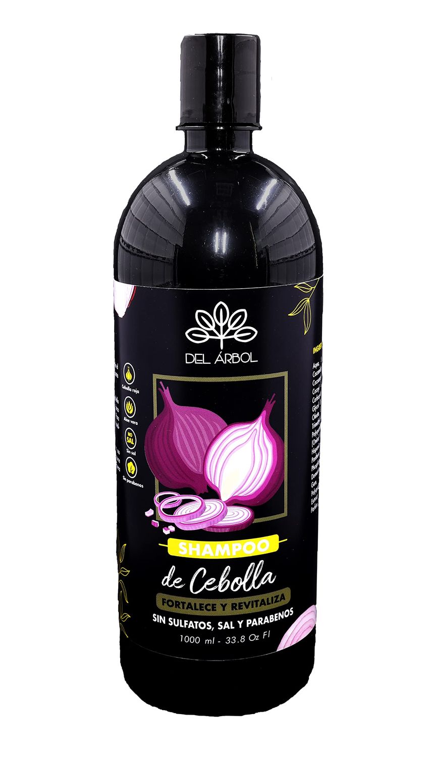 Onion Shampoo, DEL ARBOL Red onion Aloe vera Hair Strengthening Shampoo for Thicker, Healthier Hair. Promote Growth, Shine, and Strength. SLS, Paraben and Salt Free. Big size 33.8 fl.oz.