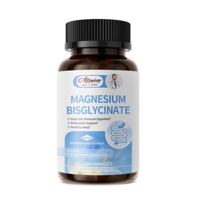 Magnesium Bisglycinate 100 Chelate, Maximum Absorbable Magnesium Glycinate Supplement for Restful Sleep, Energy Muscle Bone Joint Support Non-GMO, Gluten-Free - 180 Capsules