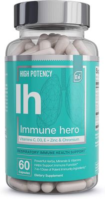 Essential Elements Immune Support Supplement - with Vitamin C, Zinc, L-Cysteine, Chromium and More Multi-System Immunity Booster Immune Hero 60 Veggie Capsules
