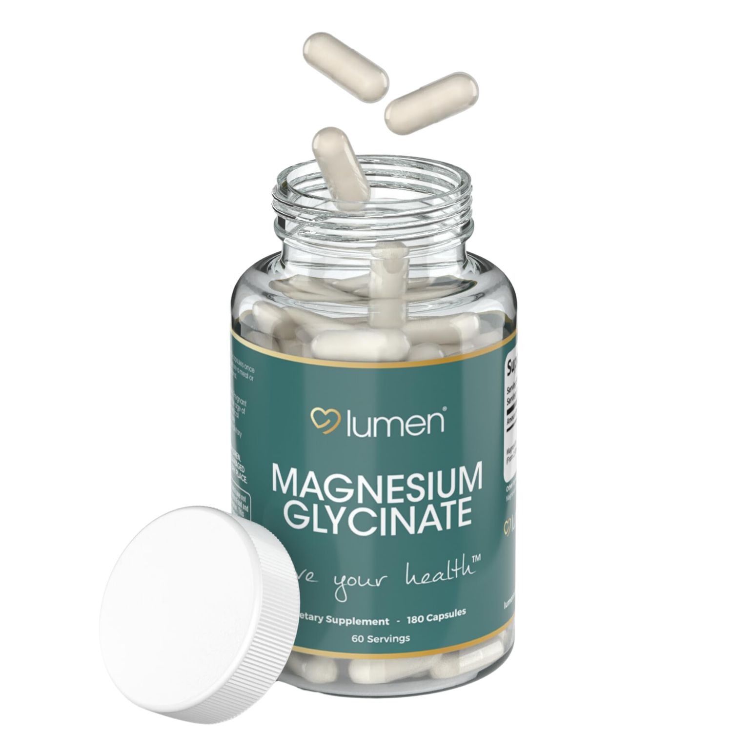Lumen Naturals Magnesium Capsules for Women - 275mg Magnesium Glycinate Per Serving - 180 Capsules - 60 Servings - Non-GMO, Vegan, and Gluten-Free Formula